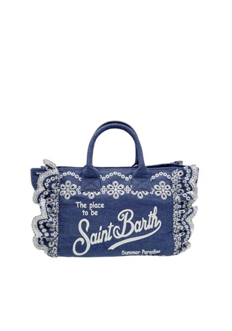 Borsa Media in Sangallo SAINT BARTH | COL0027 COLETTE VOLANT N00485L SANGALLO FLOWERS DENIM